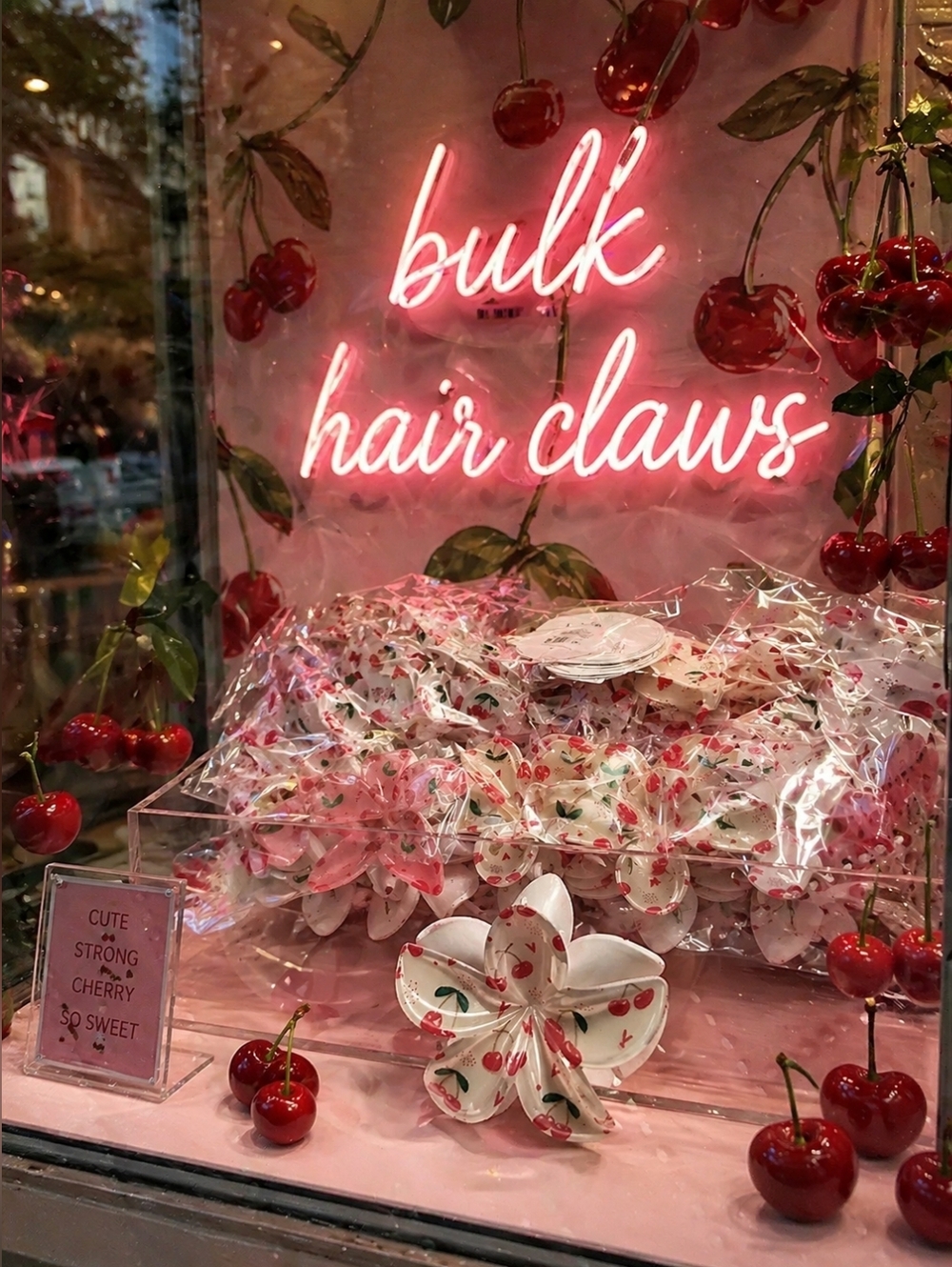 BULK Cherry Print Flower Hair Claws